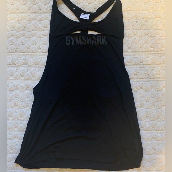 NWOT Gymshark Cut Out Vest size L, black with gray font - Picture 1 of 4